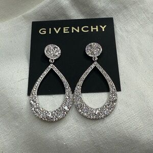 Givenchy Silver Teardrop Crystal Earrings